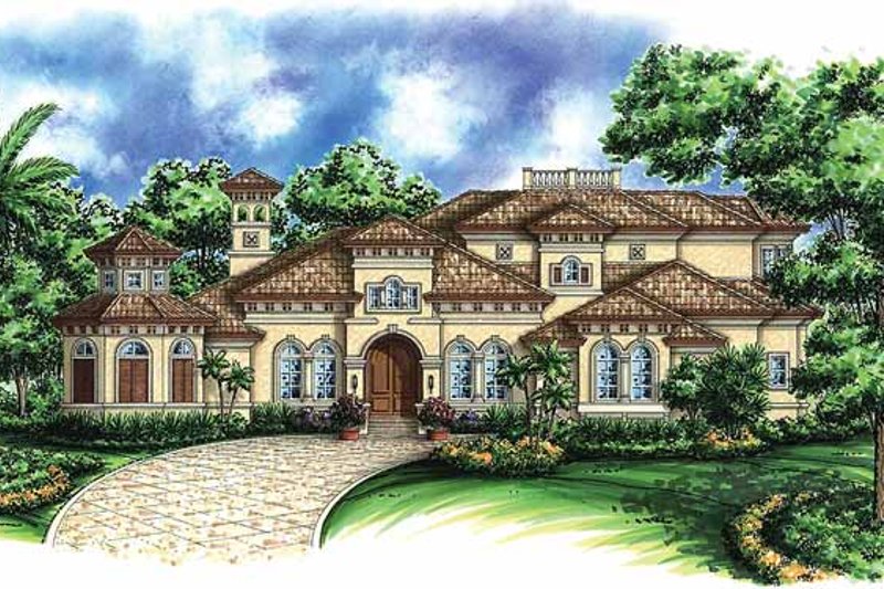 Dream House Plan - Mediterranean Exterior - Front Elevation Plan #1017-43