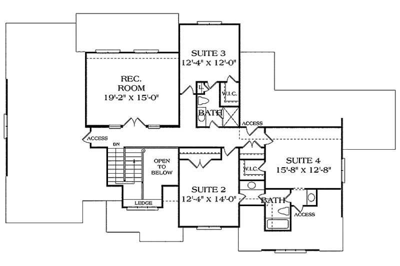 Home Plan - Floor Plan - Upper Floor for Craftsman House Plan #453-414 - 4 bed, 3.5 bath