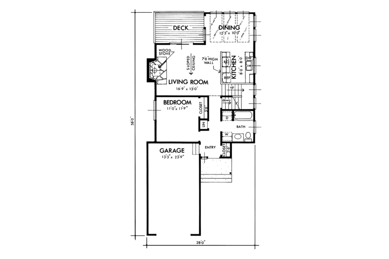 Dream House Plan - Floor Plan - Main Floor for Contemporary House Plan #320-1187 - 2 bed, 2 bath