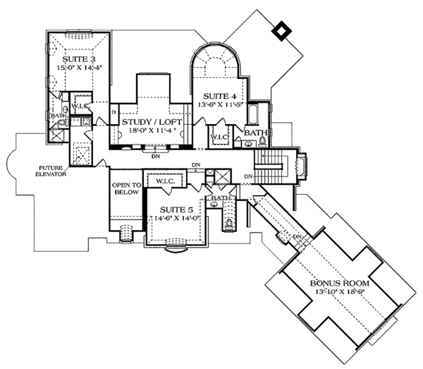 Dream House Plan - Country Floor Plan - Upper Floor Plan #453-464