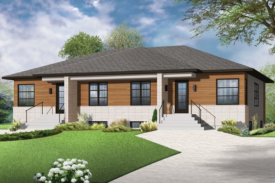 Architectural House Design - Exterior - Front Elevation for Contemporary House Plan #23-2593 - 4 bed, 2 bath