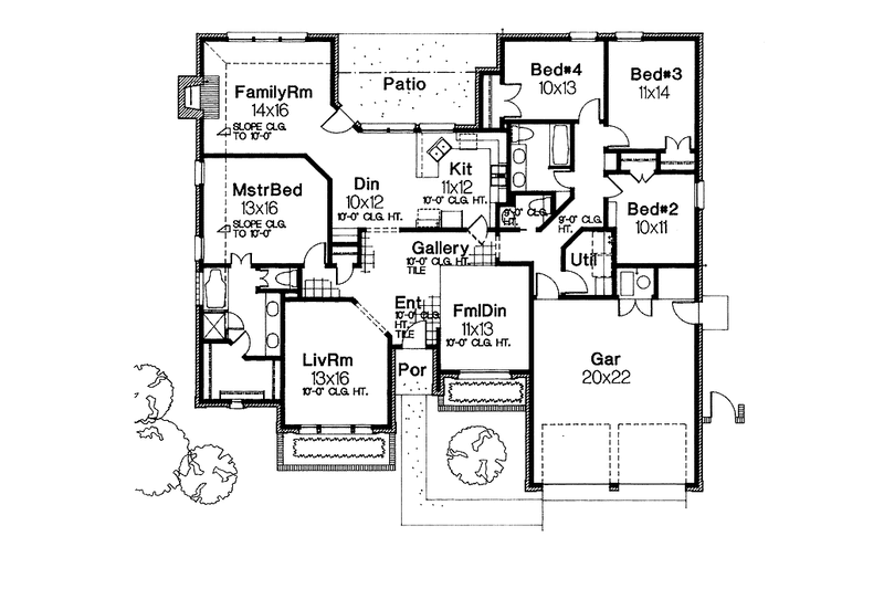 Home Plan - Floor Plan - Main Floor for Mediterranean House Plan #310-1011 - 4 bed, 2.5 bath