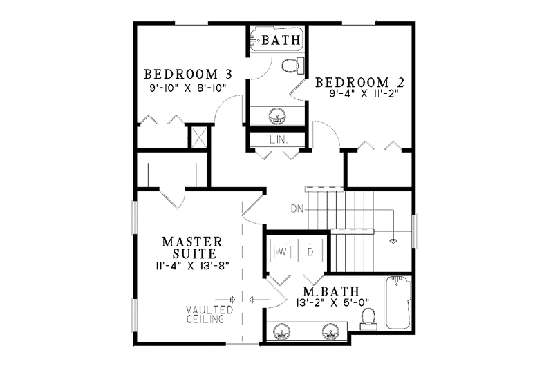 Home Plan - Floor Plan - Upper Floor for Country House Plan #17-3062 - 3 bed, 2.5 bath