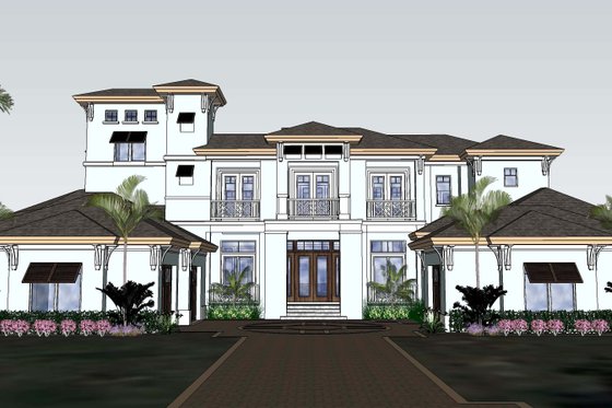 Exterior - Front Elevation 3 for Beach House Plan #548-31 - 4 bed, 5.5 bath
