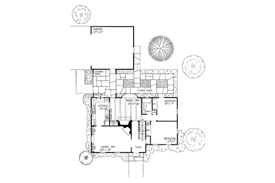 Floor Plan - Main Floor for Colonial House Plan #72-585 - 4 bed, 2 bath