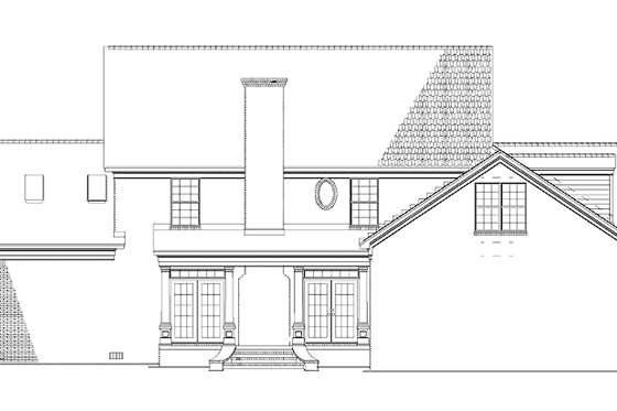 Exterior - Rear Elevation for Classical House Plan #17-2618 - 5 bed, 3.5 bath