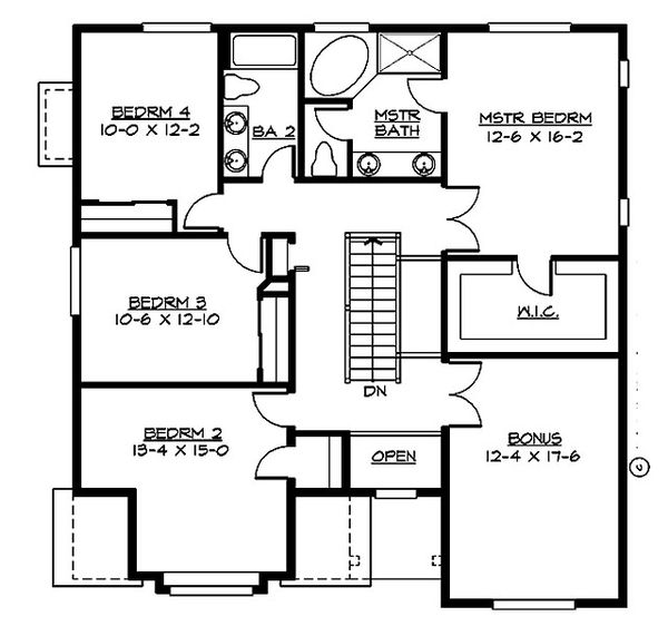 Craftsman Floor Plan - Upper Floor Plan #132-210