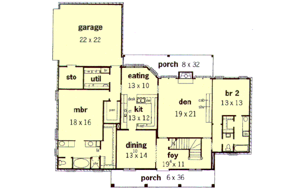 Southern Floor Plan - Main Floor Plan #16-223