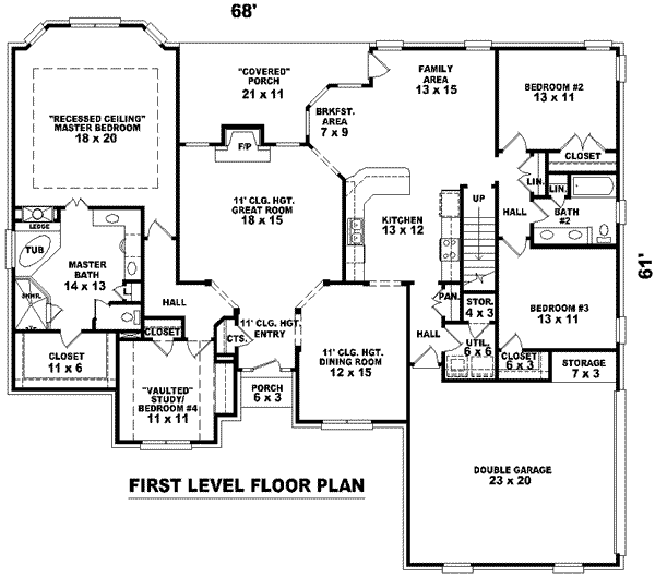 Traditional Floor Plan - Main Floor Plan #81-1247