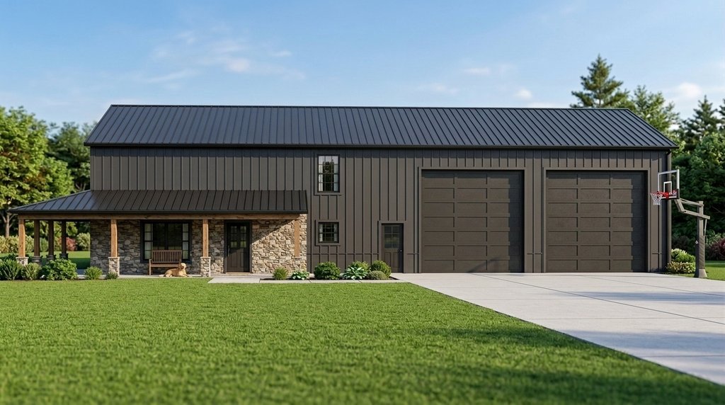Exterior - Front Elevation 2 for Barndominium House Plan #1064-163 - 5 bed, 3.5 bath