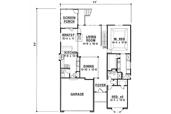 Floor Plan - Main Floor for European House Plan #67-346 - 4 bed, 3 bath