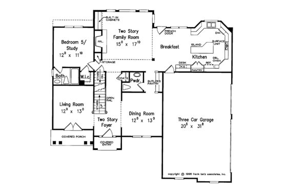 Floor Plan - Main Floor for Colonial House Plan #927-222 - 5 bed, 4.5 bath