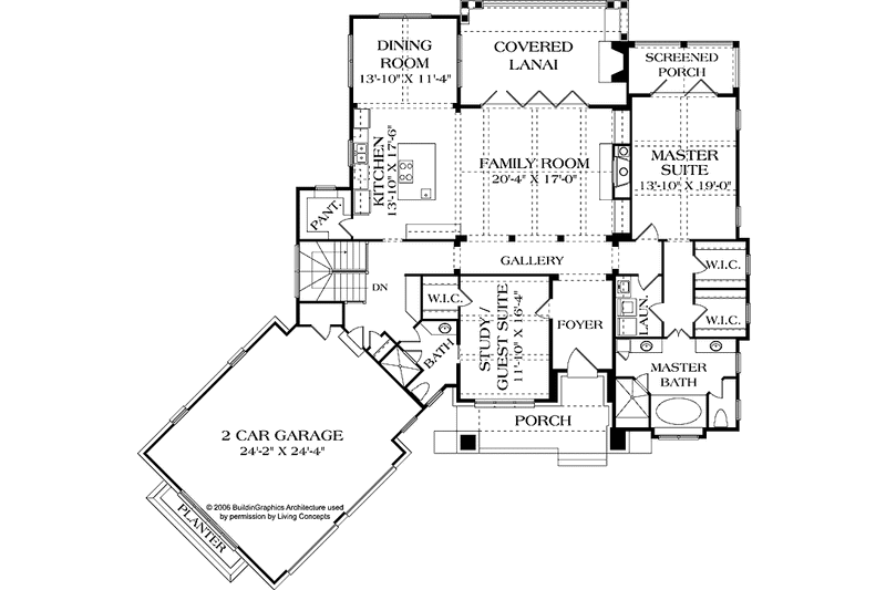Architectural House Design - Floor Plan - Main Floor for Craftsman House Plan #453-578 - 4 bed, 4 bath