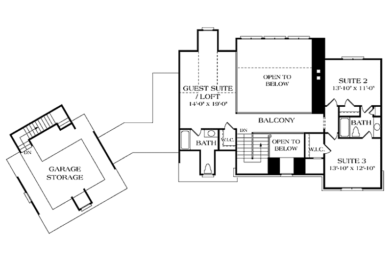 Architectural House Design - Floor Plan - Upper Floor for Country House Plan #453-227 - 5 bed, 5.5 bath