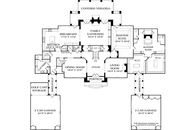 Home Plan - Floor Plan - Main Floor for European House Plan #453-600 - 5 bed, 5.5 bath