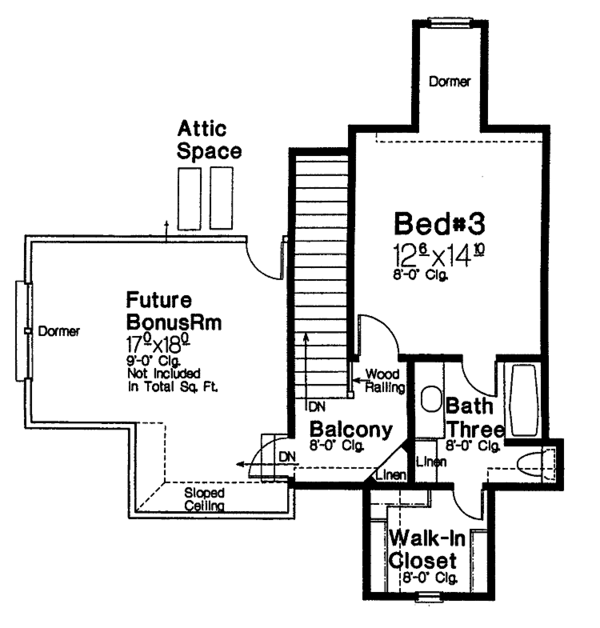 Architectural House Design - Classical Floor Plan - Upper Floor Plan #310-1200