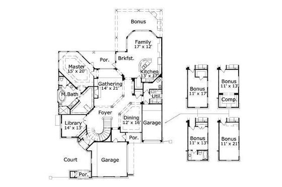 Floor Plan - Main Floor for European House Plan #411-821 - 4 bed, 3.5 bath