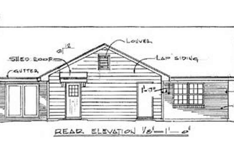 Architectural House Design - Exterior - Rear Elevation for Traditional House Plan #14-145 - 3 bed, 2 bath
