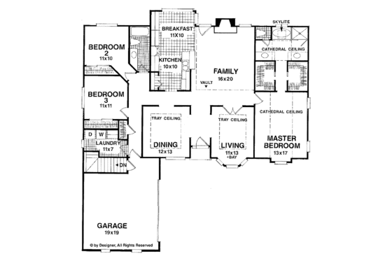 Floor Plan - Main Floor for Ranch House Plan #56-654 - 3 bed, 2 bath