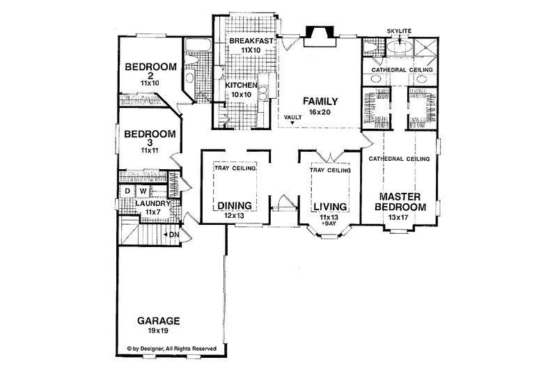 Dream House Plan - Floor Plan - Main Floor for Ranch House Plan #56-654 - 3 bed, 2 bath