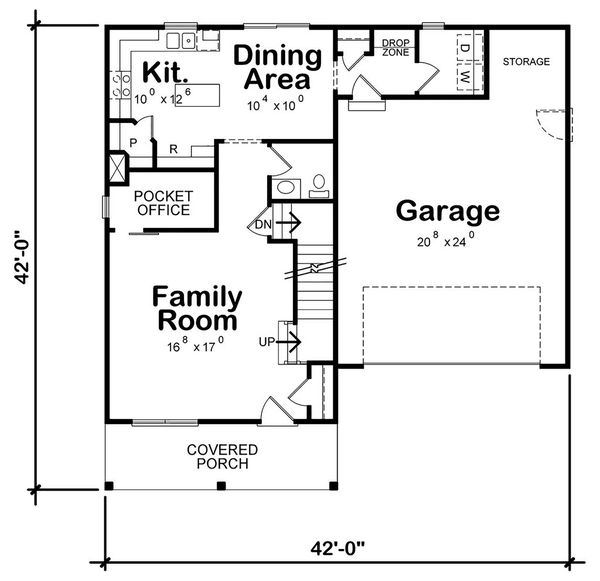Architectural House Design - Farmhouse Floor Plan - Main Floor Plan #20-2410