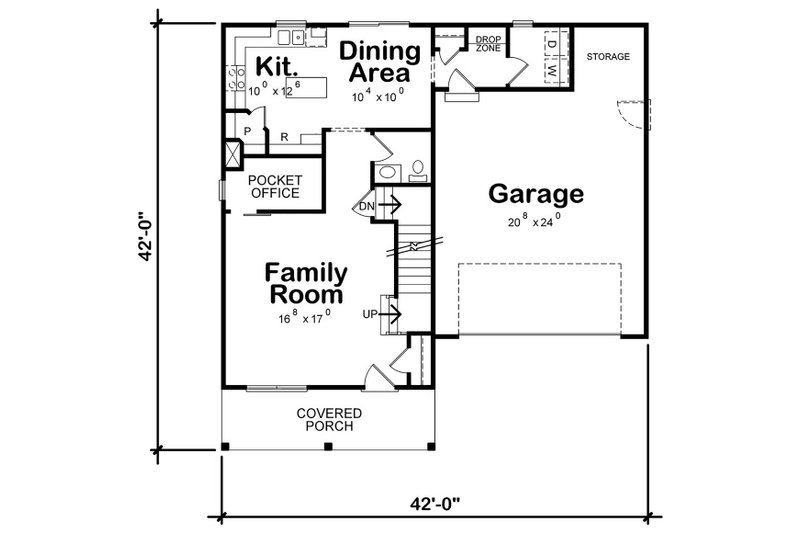 Architectural House Design - Floor Plan - Main Floor for Farmhouse House Plan #20-2410 - 3 bed, 2.5 bath
