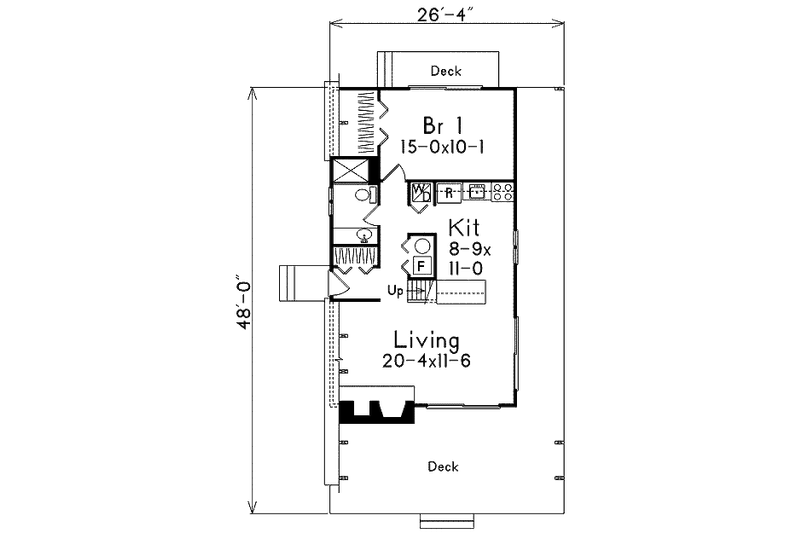 Home Plan - Floor Plan - Main Floor for Cottage House Plan #57-481 - 3 bed, 1.5 bath
