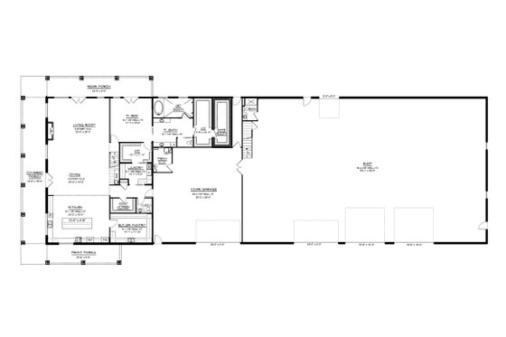 Floor Plan - Main Floor for Barndominium House Plan #1064-457 - 3 bed, 3.5 bath