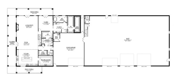 Dream House Plan - Floor Plan - Main Floor for Barndominium House Plan #1064-457 - 3 bed, 3.5 bath