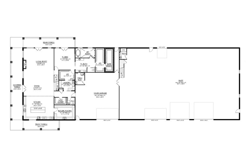 Dream House Plan - Floor Plan - Main Floor for Barndominium House Plan #1064-457 - 3 bed, 3.5 bath