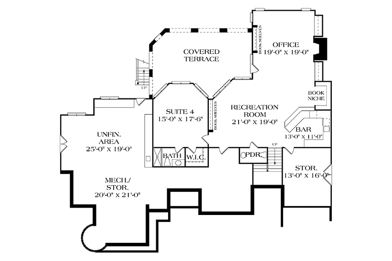 Home Plan - Floor Plan - Lower Floor for European House Plan #453-404 - 4 bed, 4 bath