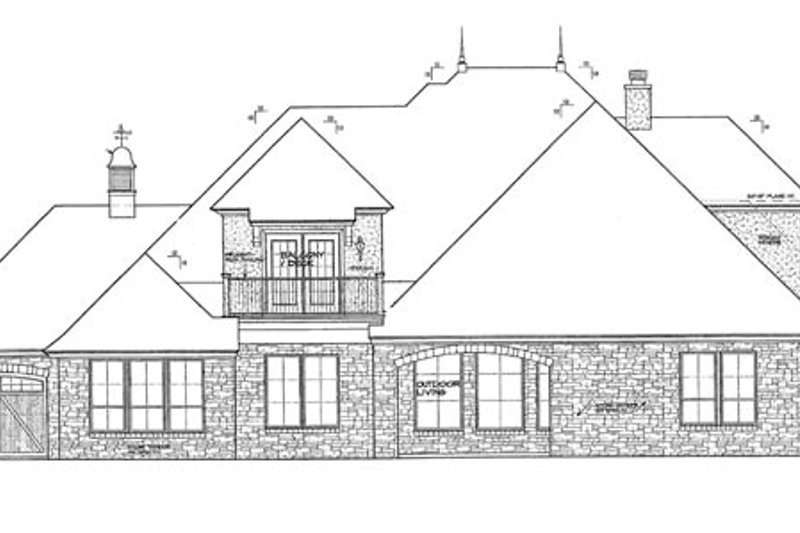 House Plan Design - Exterior - Rear Elevation for European House Plan #310-1276 - 4 bed, 3.5 bath
