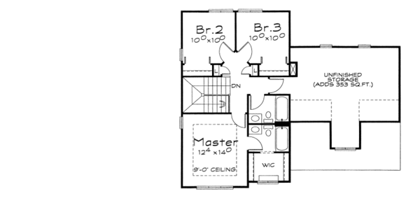 Home Plan - Traditional Floor Plan - Upper Floor Plan #20-2103