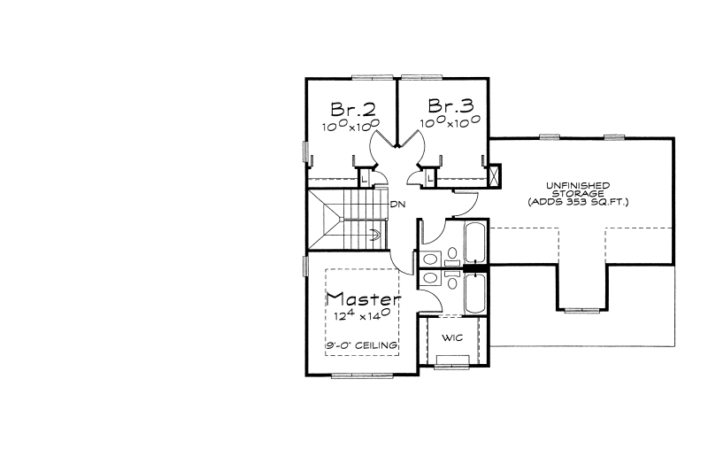 Dream House Plan - Floor Plan - Upper Floor for Traditional House Plan #20-2103 - 3 bed, 2.5 bath