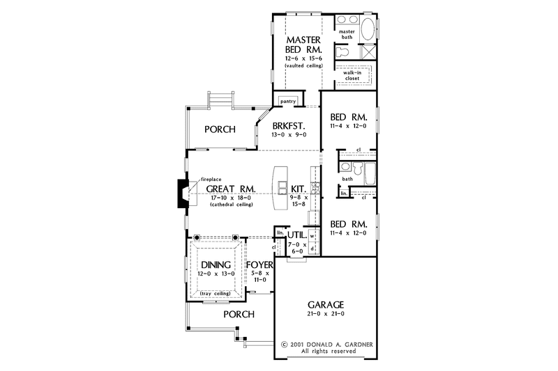 Architectural House Design - Floor Plan - Main Floor for Country House Plan #929-627 - 3 bed, 2 bath