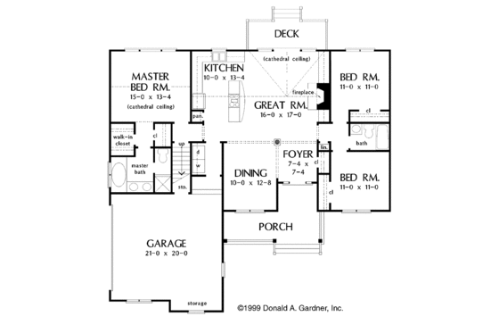 Floor Plan - Main Floor for Craftsman House Plan #929-428 - 3 bed, 2 bath