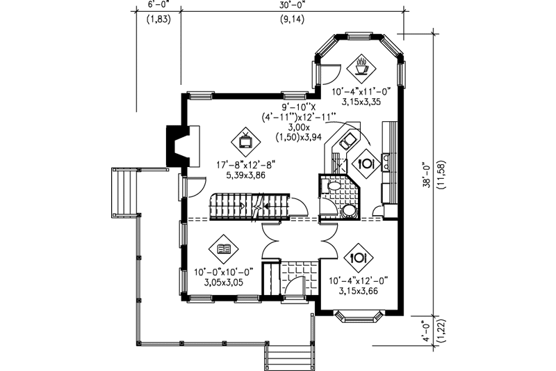 Dream House Plan - Floor Plan - Main Floor for Traditional House Plan #25-231 - 3 bed, 2.5 bath