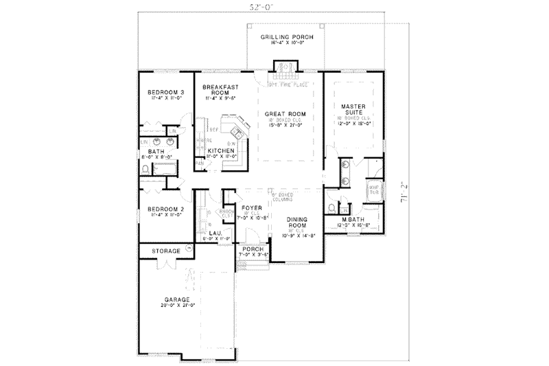 Home Plan - Floor Plan - Main Floor for European House Plan #17-1113 - 3 bed, 2 bath