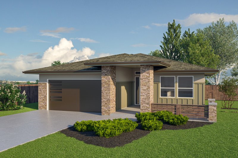 House Design - Prairie Exterior - Front Elevation Plan #1100-15