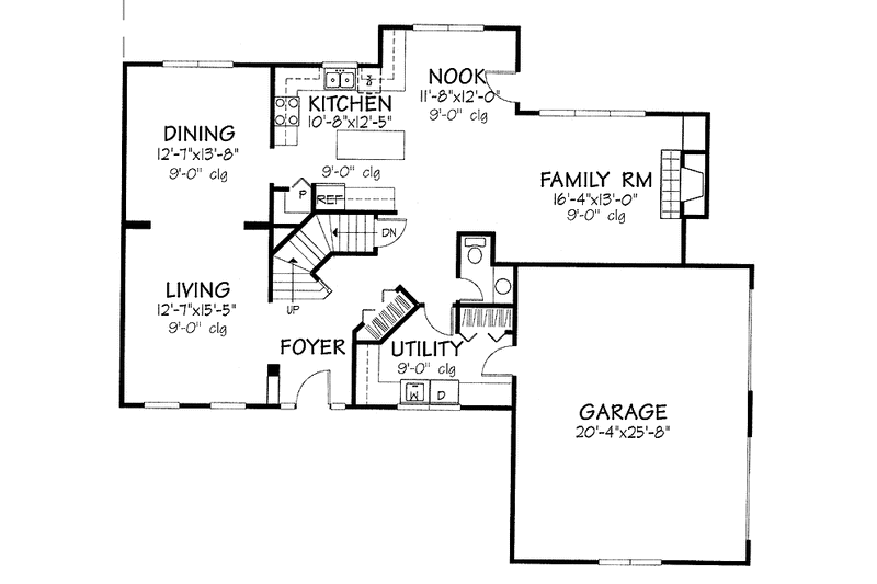 Home Plan - Floor Plan - Main Floor for Colonial House Plan #320-920 - 4 bed, 2.5 bath