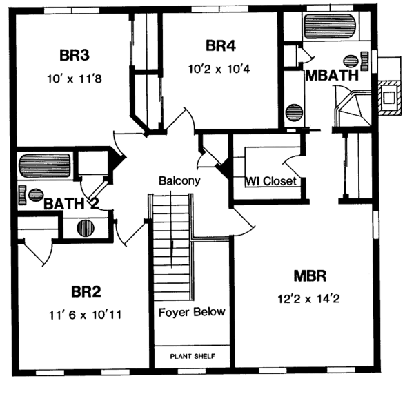 Home Plan - Colonial Floor Plan - Upper Floor Plan #316-138