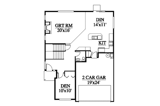 Floor Plan - Main Floor for Contemporary House Plan #951-11 - 4 bed, 2.5 bath