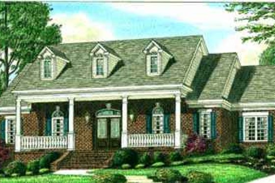 Exterior - Front Elevation for Southern House Plan #34-160 - 3 bed, 2.5 bath