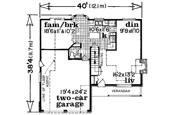 Floor Plan - Main Floor for Traditional House Plan #47-609 - 4 bed, 2.5 bath
