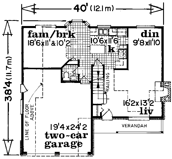 Floor Plan - Main Floor for Traditional House Plan #47-609 - 4 bed, 2.5 bath
