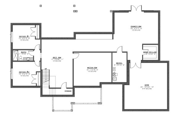 Floor Plan - Lower Floor for Ranch House Plan #1086-3 - 3 bed, 3.5 bath