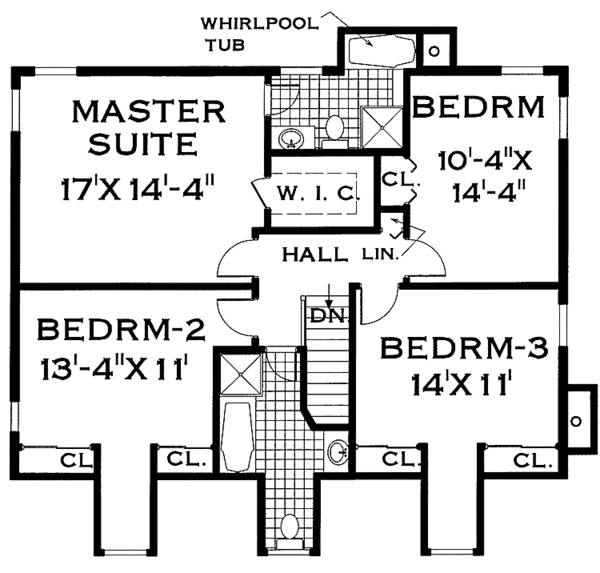 House Plan Design - Colonial Floor Plan - Upper Floor Plan #3-237