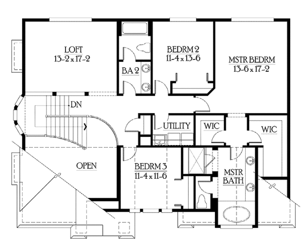 Home Plan - Craftsman Floor Plan - Upper Floor Plan #132-368