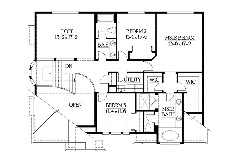 Architectural House Design - Floor Plan - Upper Floor for Craftsman House Plan #132-368 - 4 bed, 3.5 bath