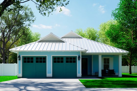 Exterior - Front Elevation 3 for Prairie House Plan #534-3 - 3 bed, 2 bath